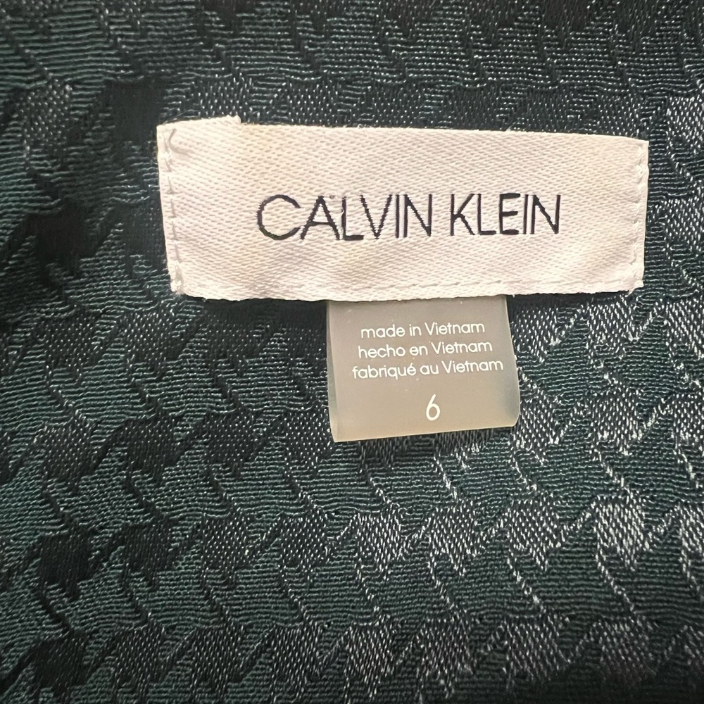Calvin Klein Green Houndstooth Ruffle Sleeve Dress Size 6 - Picture 7 of 11